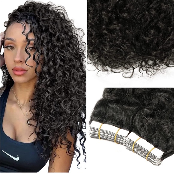 Hair Tape In Hair Extensions Human Hair Kinky Curly Real Hair